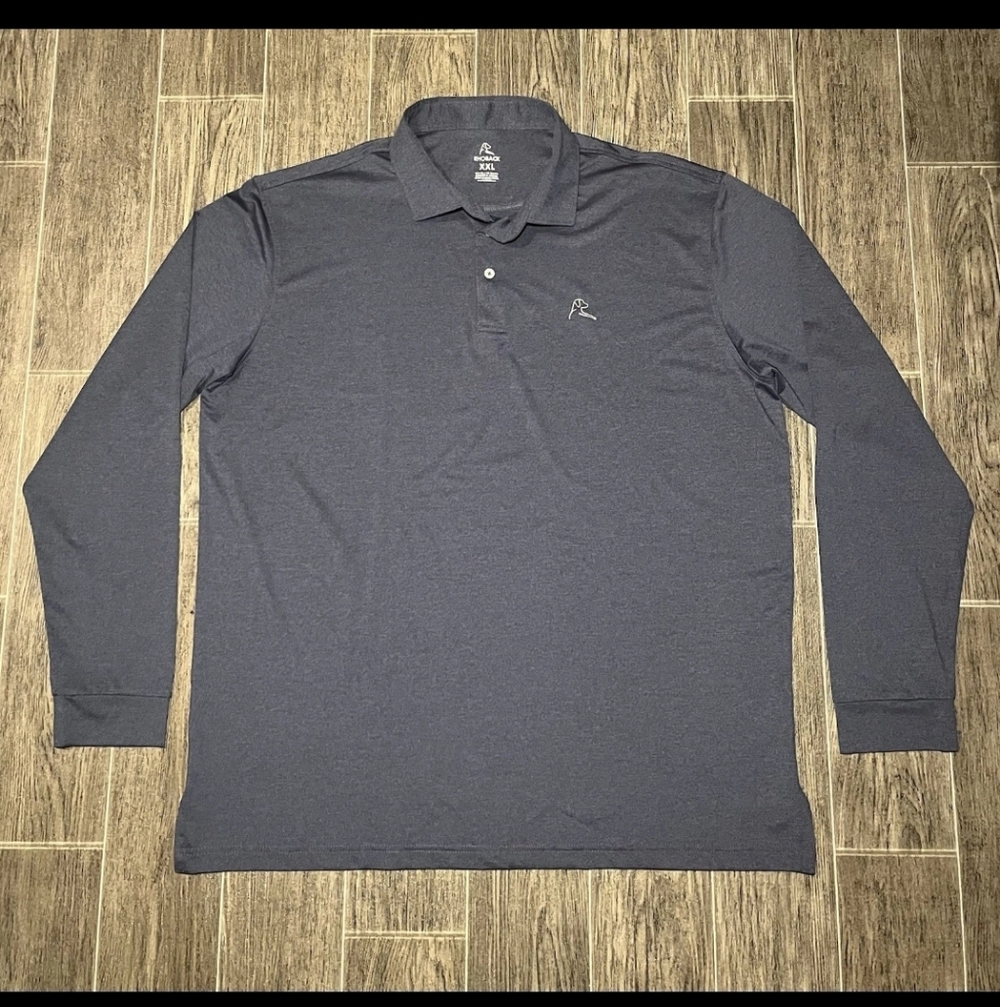 Rhoback Long Sleeve Wicking Performance Polo Golf Shirt Mens Size 2XL Blue